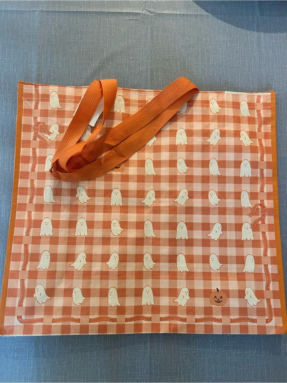 Ghost print reusable tote bag